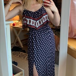 Navy Print Maxi Dress